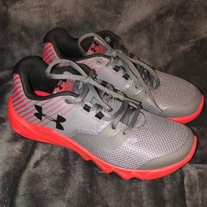 New Youth Under Armour Red and Gray Sneakers